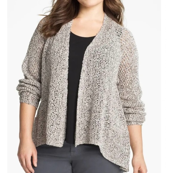EILEEN FISHER Charcoal Sequin Open Front Cardigan - Picture 1 of 8